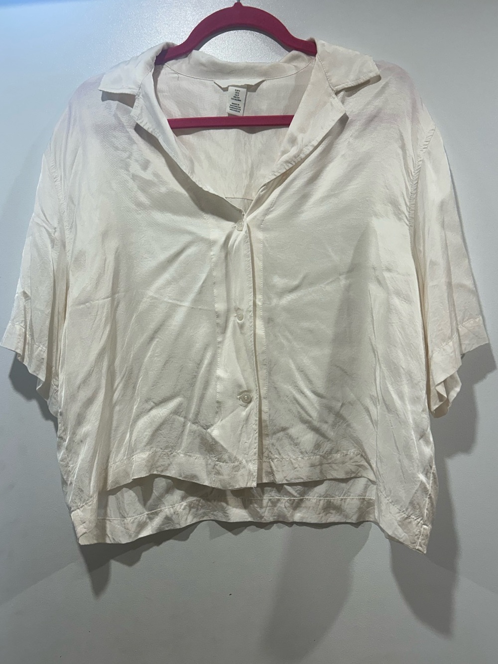 H&M Cream Short-Sleeve Button Down Shirt